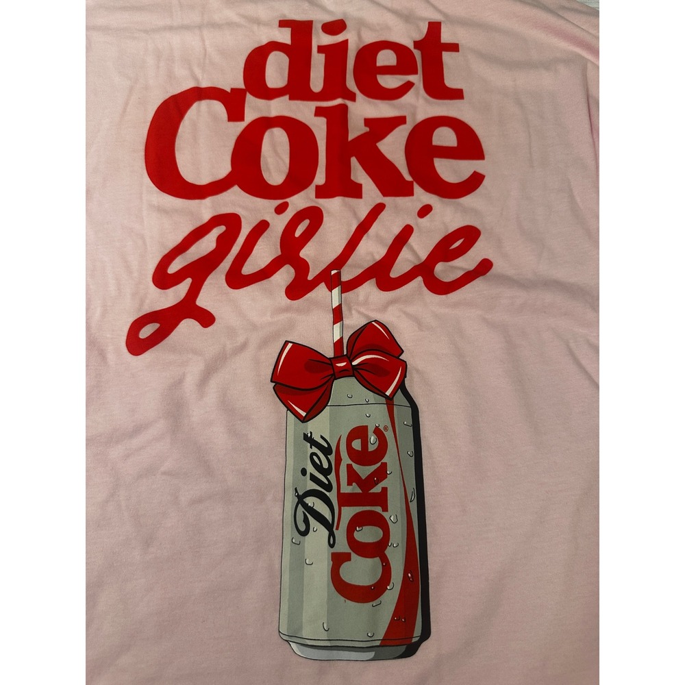 Coca-Cola Diet Coke Girlie Pajama Set Pink T-Shirt and Red Bow Shorts NWT Small